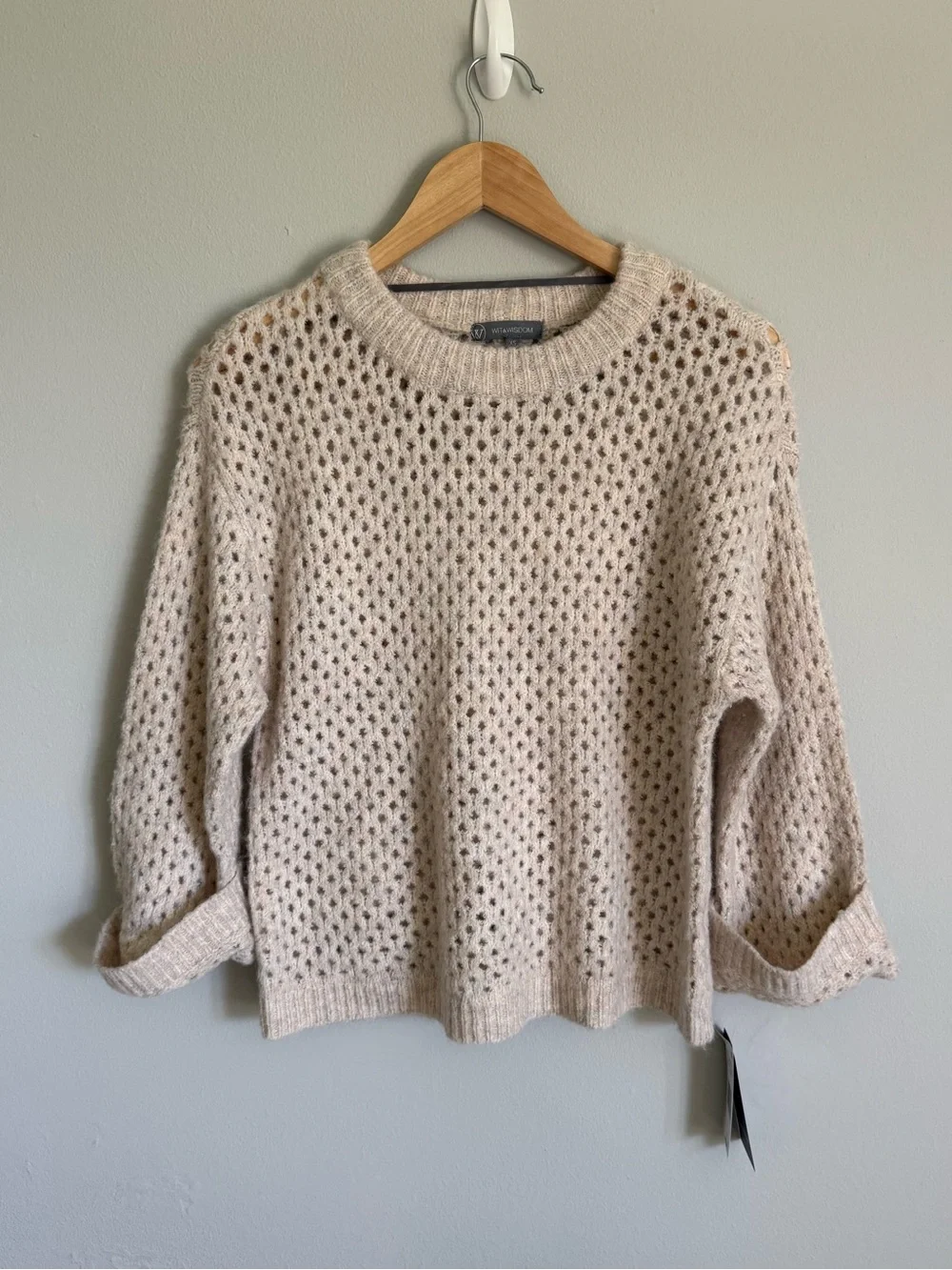 NWT Wit & Wisdom Open-Knit Crewneck Cuffed Sweater